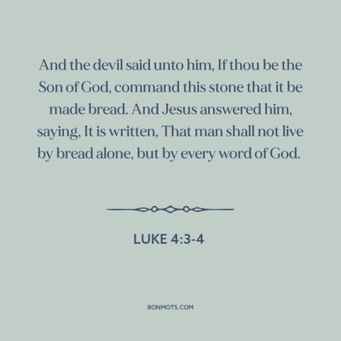 A quote from The Bible about the devil: “And the devil said unto him, If thou be the Son of God, command this stone…”