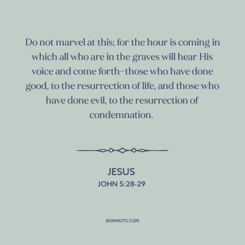 A quote by Jesus about resurrection: “Do not marvel at this; for the hour is coming in which all who are in…”